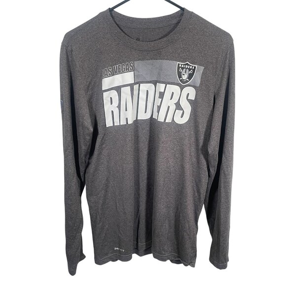 Nike Dri-FIT Las Vegas Raiders Shirt Adult Small Gray Long Sleeves NFL Football - Picture 1 of 8